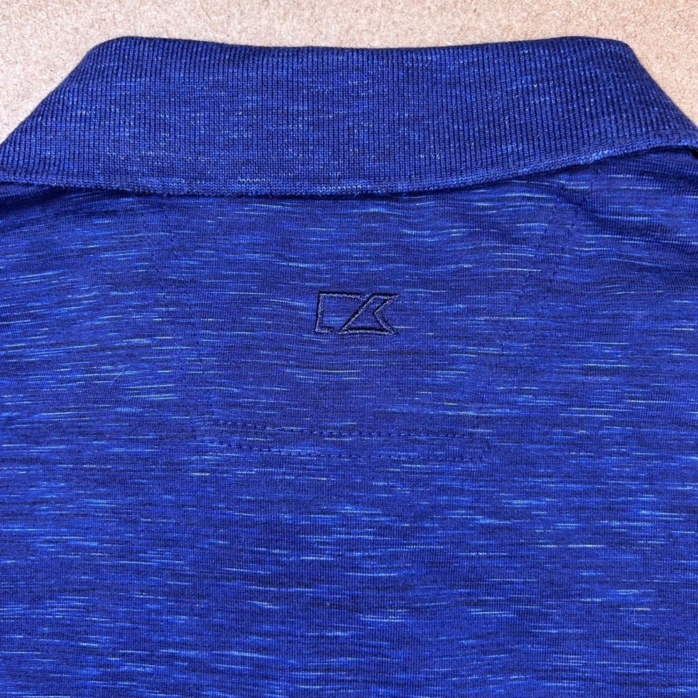 Cutter & Buck Carlisle Short Sleeve Button Polo Shirt Men's XL Space Dye Blue - Picture 10 of 10
